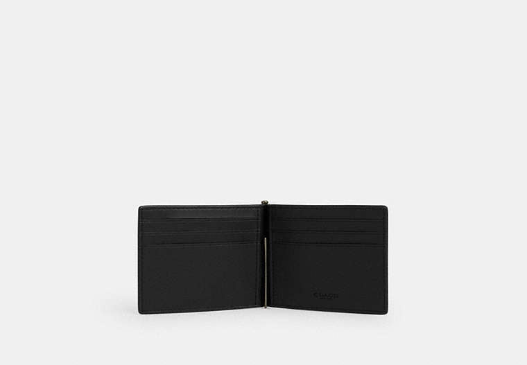 Slim Money Clip Billfold Wallet In Signature Canvas - Gunmetal/Charcoal/Black