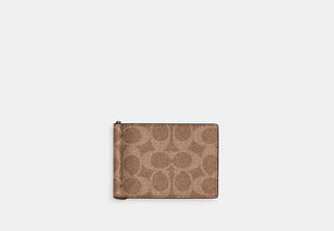 Slim Money Clip Billfold Wallet In Signature Canvas - Gunmetal/Tan/Black