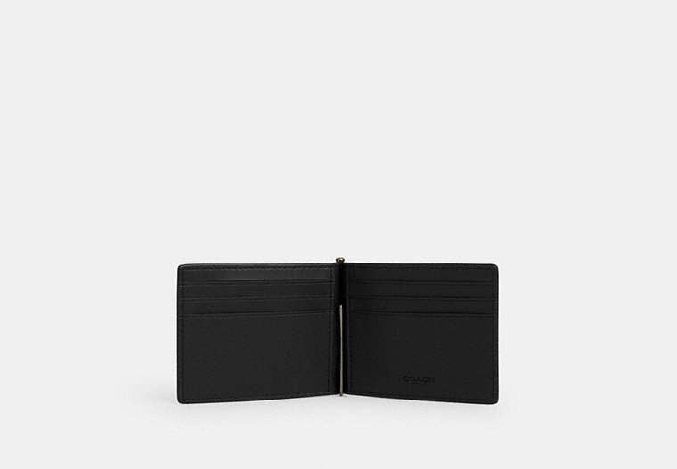 Slim Money Clip Billfold Wallet In Signature Canvas - Gunmetal/Tan/Black