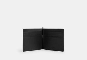 Slim Money Clip Billfold Wallet In Signature Canvas - Silver/Black Signature