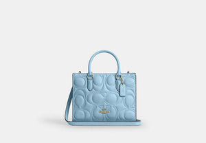 Maggie Small Tote Bag In Signature Leather - Gold/Azure