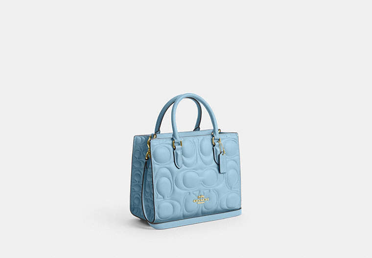 Maggie Small Tote Bag In Signature Leather - Gold/Azure
