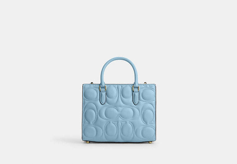 Maggie Small Tote Bag In Signature Leather - Gold/Azure