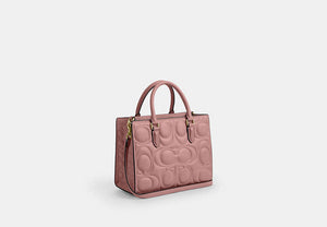 Maggie Small Tote Bag In Signature Leather - Gold/Pink Petal