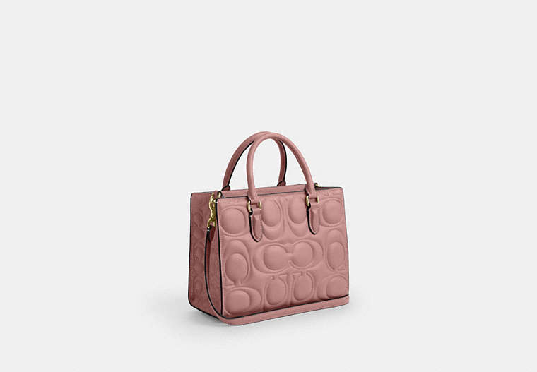 Maggie Small Tote Bag In Signature Leather - Gold/Pink Petal