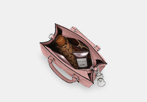 Maggie Small Tote Bag In Signature Leather - Gold/Pink Petal