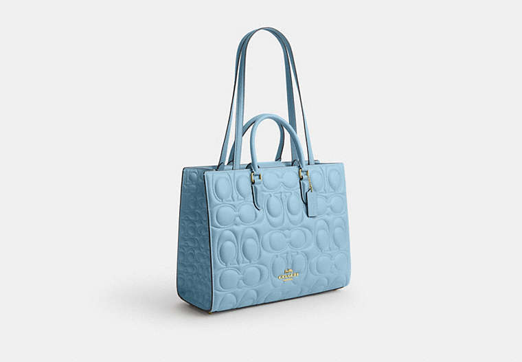 Maggie Tote Bag In Signature Leather - Gold/Azure