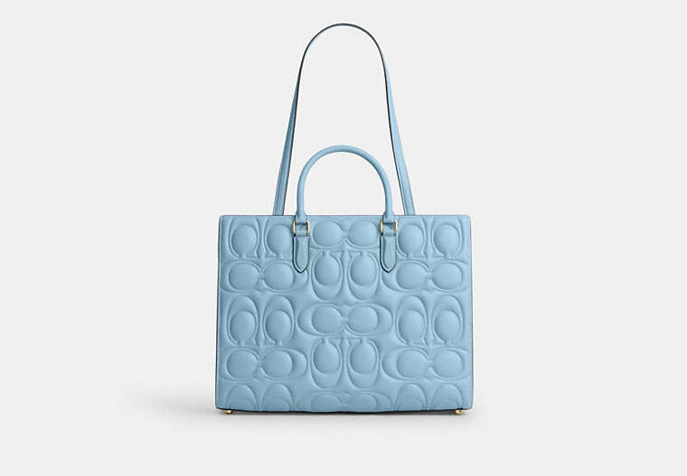 Maggie Tote Bag In Signature Leather - Gold/Azure