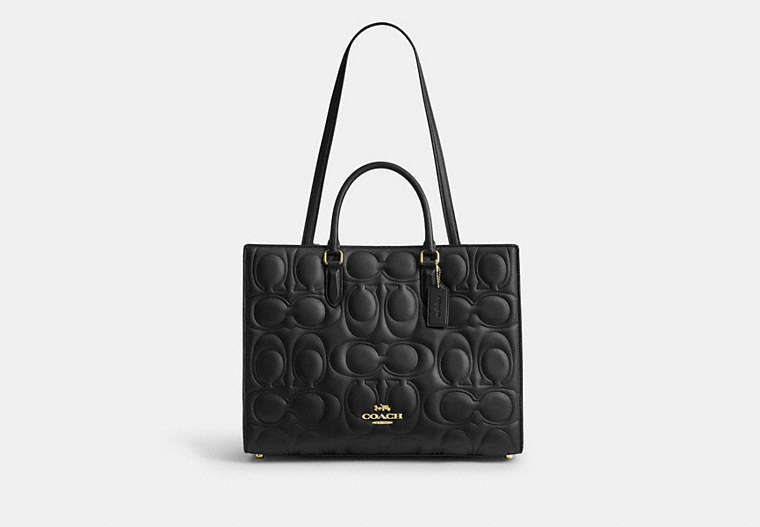 Maggie Tote Bag In Signature Leather - Gold/Black