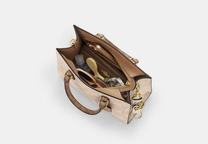 Maggie Small Tote Bag In Blocked Signature Canvas - Gold/Sand/Tan