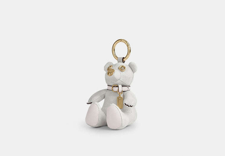 Collectible Bear Bag Charm In Signature Canvas - Gold/White/Chalk
