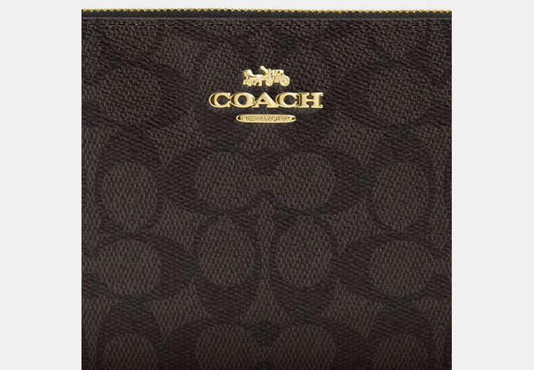 Large Corner Zip Wristlet - Gold/Walnut/Black