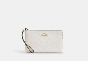 Large Corner Zip Wristlet - Gold/White/Chalk