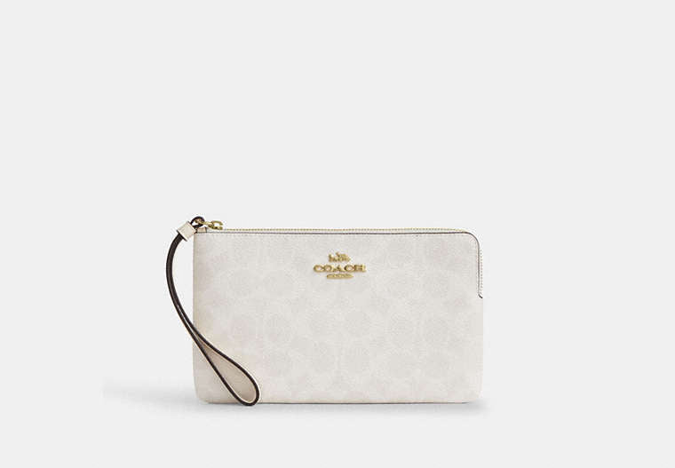 Large Corner Zip Wristlet - Gold/White/Chalk
