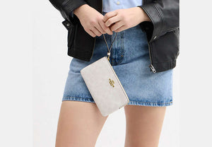 Large Corner Zip Wristlet - Gold/White/Chalk