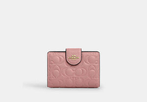 Medium Corner Zip Wallet - Gold/Pink Petal