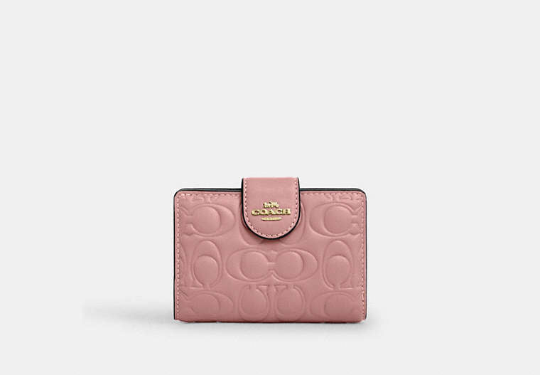 Medium Corner Zip Wallet - Gold/Pink Petal