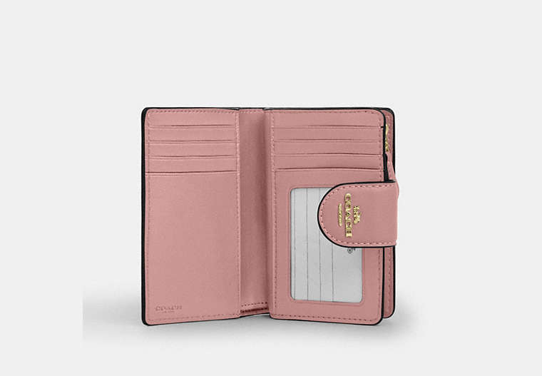 Medium Corner Zip Wallet - Gold/Pink Petal