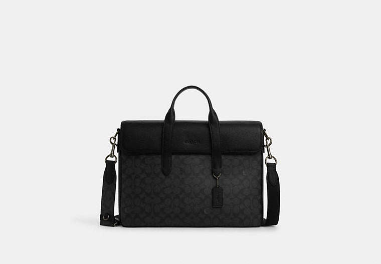 Sullivan Portfolio Brief In Signature Canvas - Gunmetal/Charcoal/Black