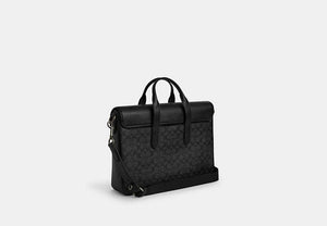 Sullivan Portfolio Brief In Signature Canvas - Gunmetal/Charcoal/Black