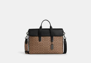 Sullivan Portfolio Brief In Signature Canvas - Gunmetal/Tan/Black