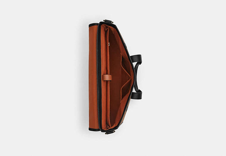 Sullivan Portfolio Brief In Signature Canvas - Gunmetal/Tan/Black
