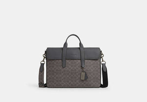 Sullivan Portfolio Brief In Signature Canvas - Gunmetal/Grey/Charcoal