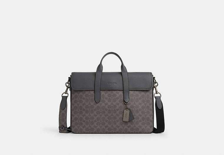 Sullivan Portfolio Brief In Signature Canvas - Gunmetal/Grey/Charcoal