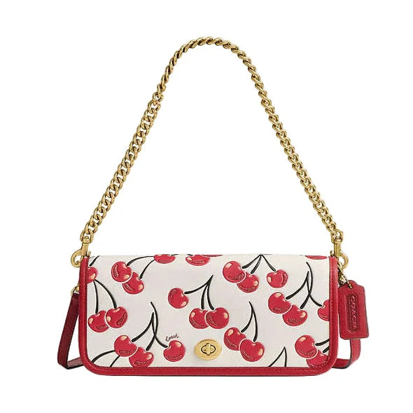 Coach Dinky Bag With Cherry Print Brass-Chalk Multi