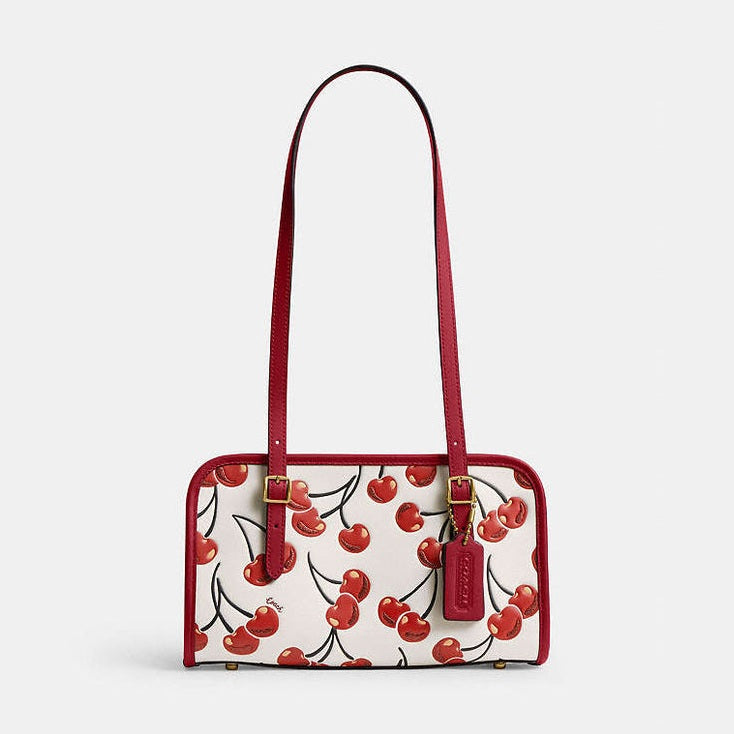 Coach Swing Zip Bag With Cherry Print Brass-Chalk Multi