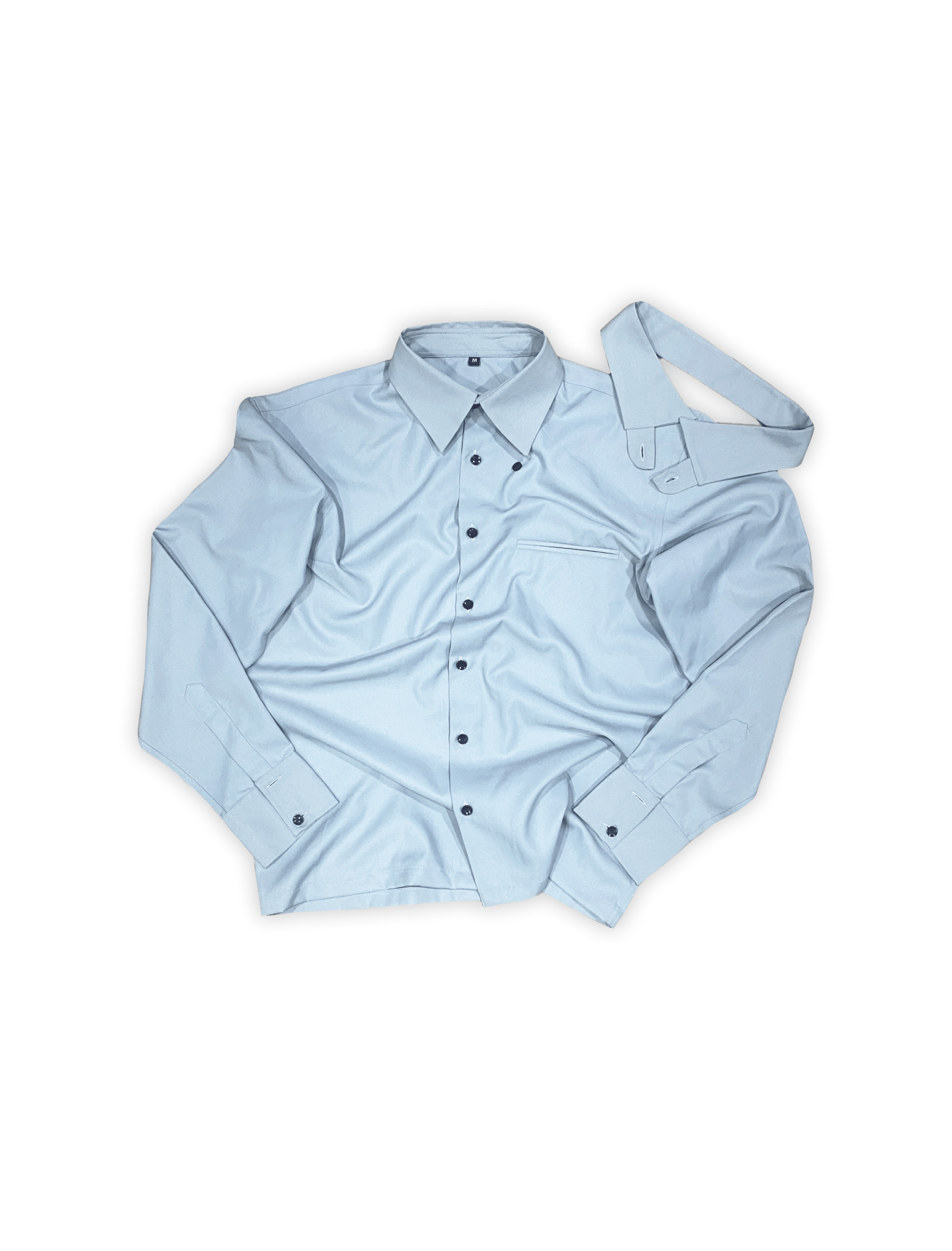 DETACH COLLAR SHIRT IN ASH BLUE - YB