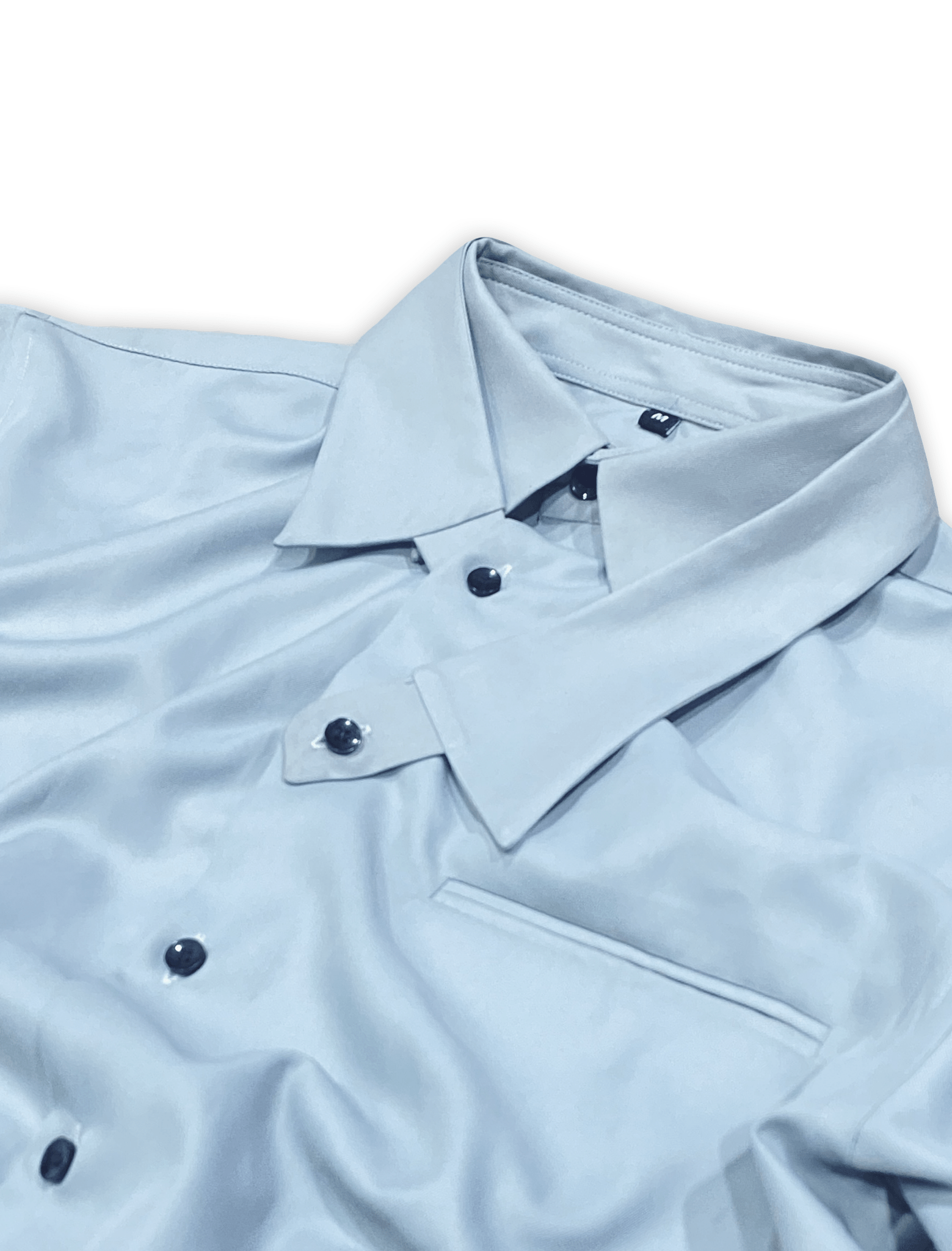 DETACH COLLAR SHIRT IN ASH BLUE - YB