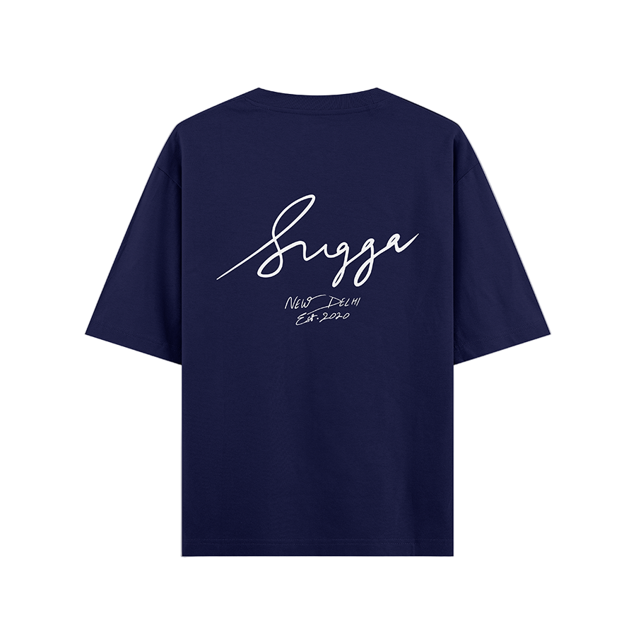 Sugga Handwritten Tshirt In Navy Regular Fit