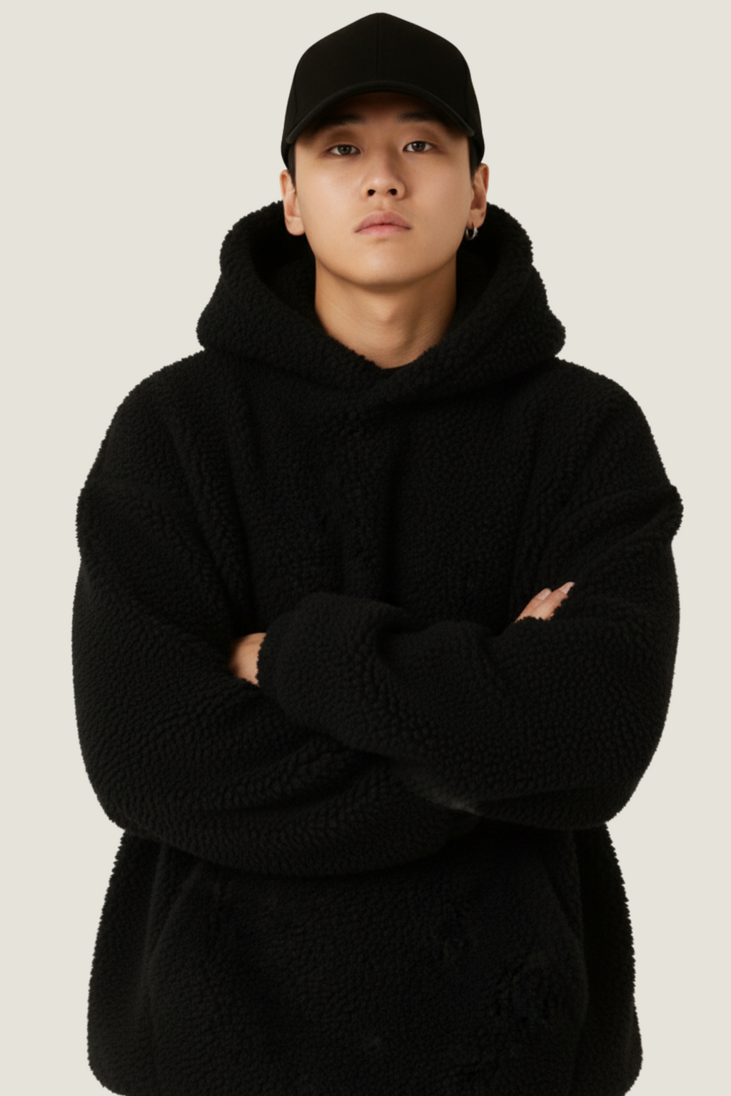 Sherpa Black Furr oversized hoodie