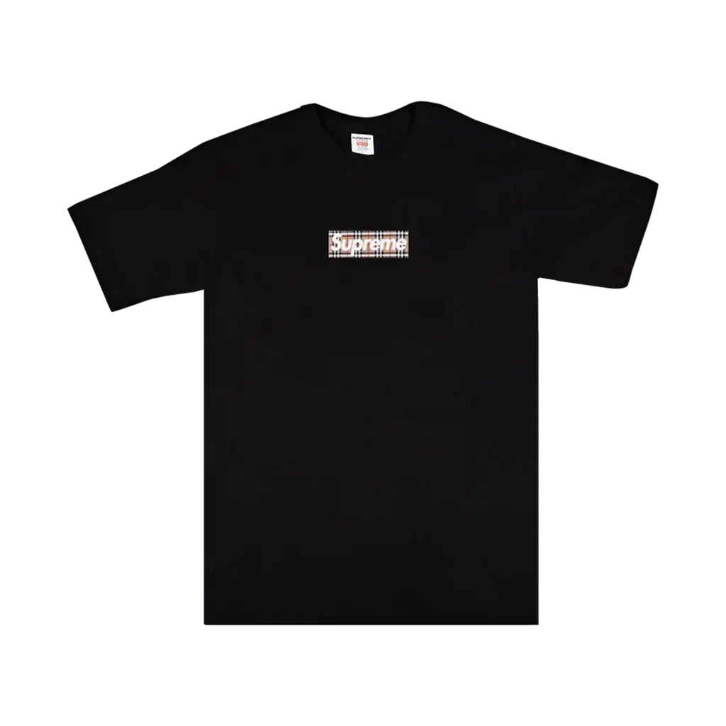 Supreme x Burberry Box Logo Black Tee