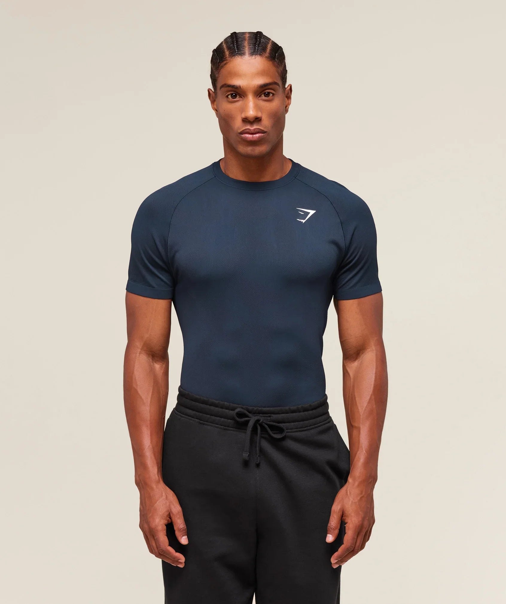 Gymshark Geo Seamless T-Shirt - Navy/Heavy Blue
