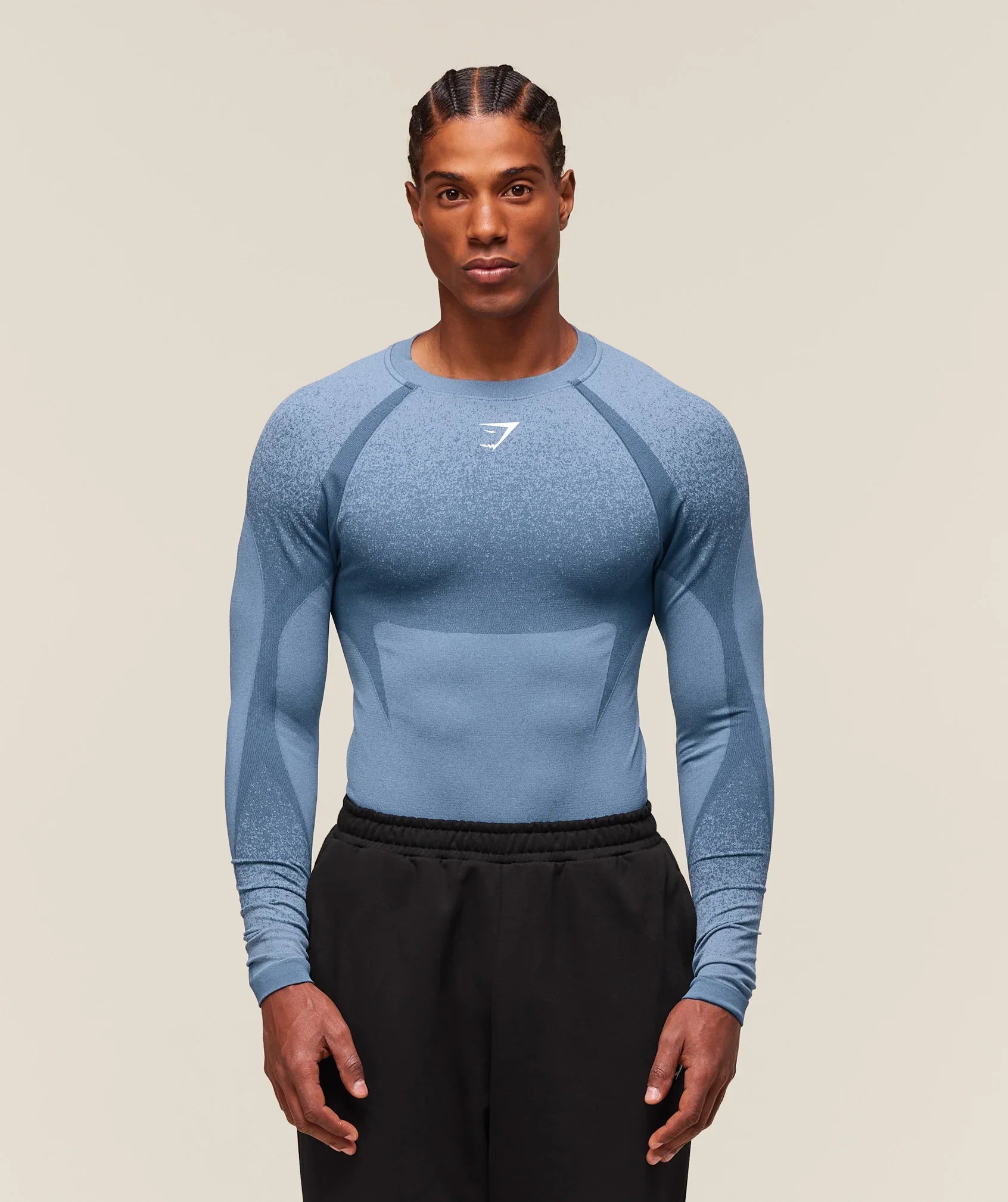 Gymshark Shadow Seamless Long Sleeve T-Shirt - Faded Blue