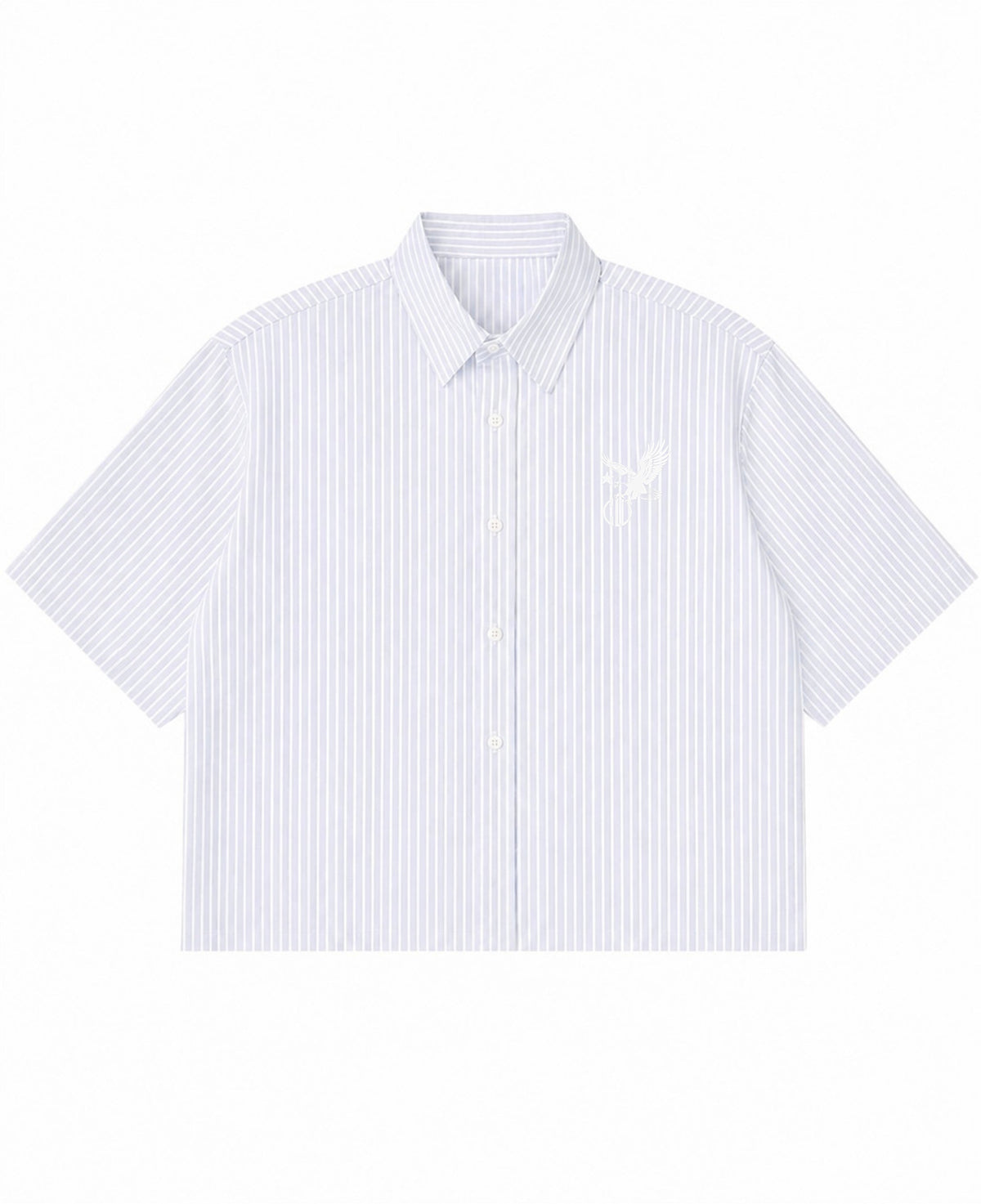Blue Striped Oxford Boxy Shirt Front Design