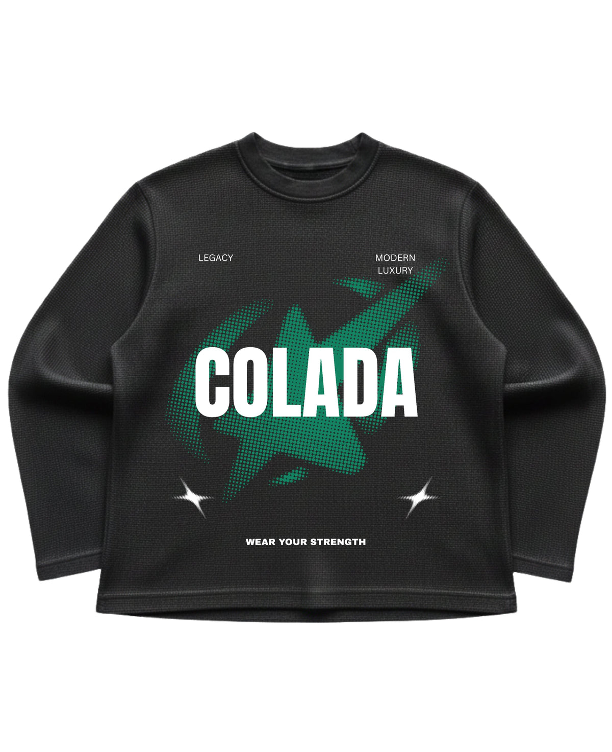 Black waffle knit oversized full-sleeve Front Design