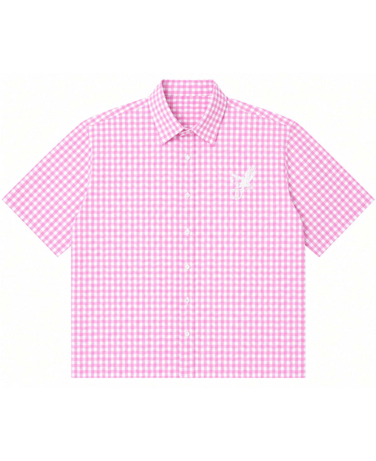 Pink Gingham Oxford Boxy Shirt Front Design