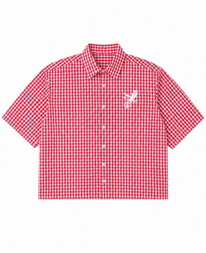 Red Picnic Oxford Boxy Shirt Front Design