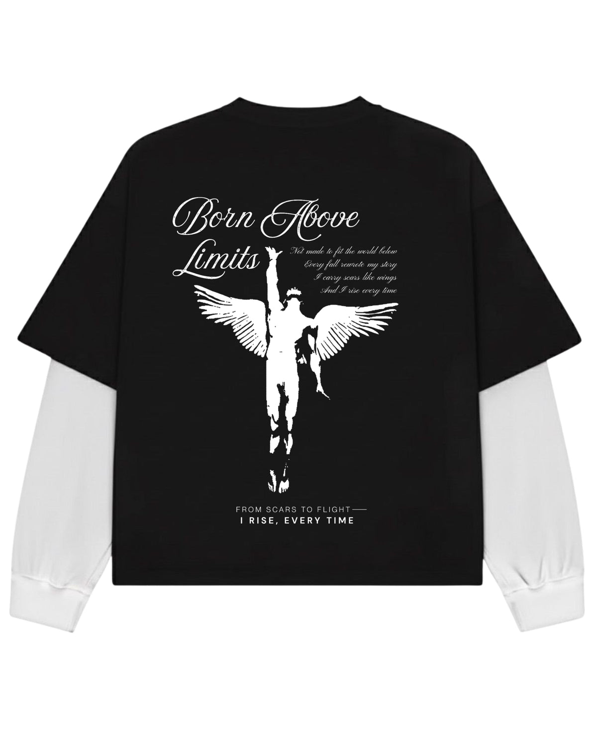 Black With White Sleeve Oversized Tee Back Design
