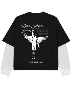 Black With White Sleeve Oversized Tee Back Design
