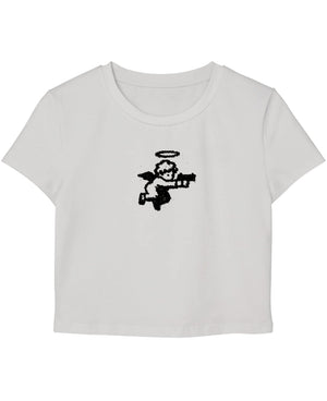 White Baby Tee Front Design