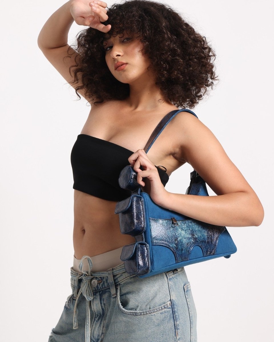 Muddled 3 Pocket Cargo Bag (Small) - Cracked Indigo - Fetti