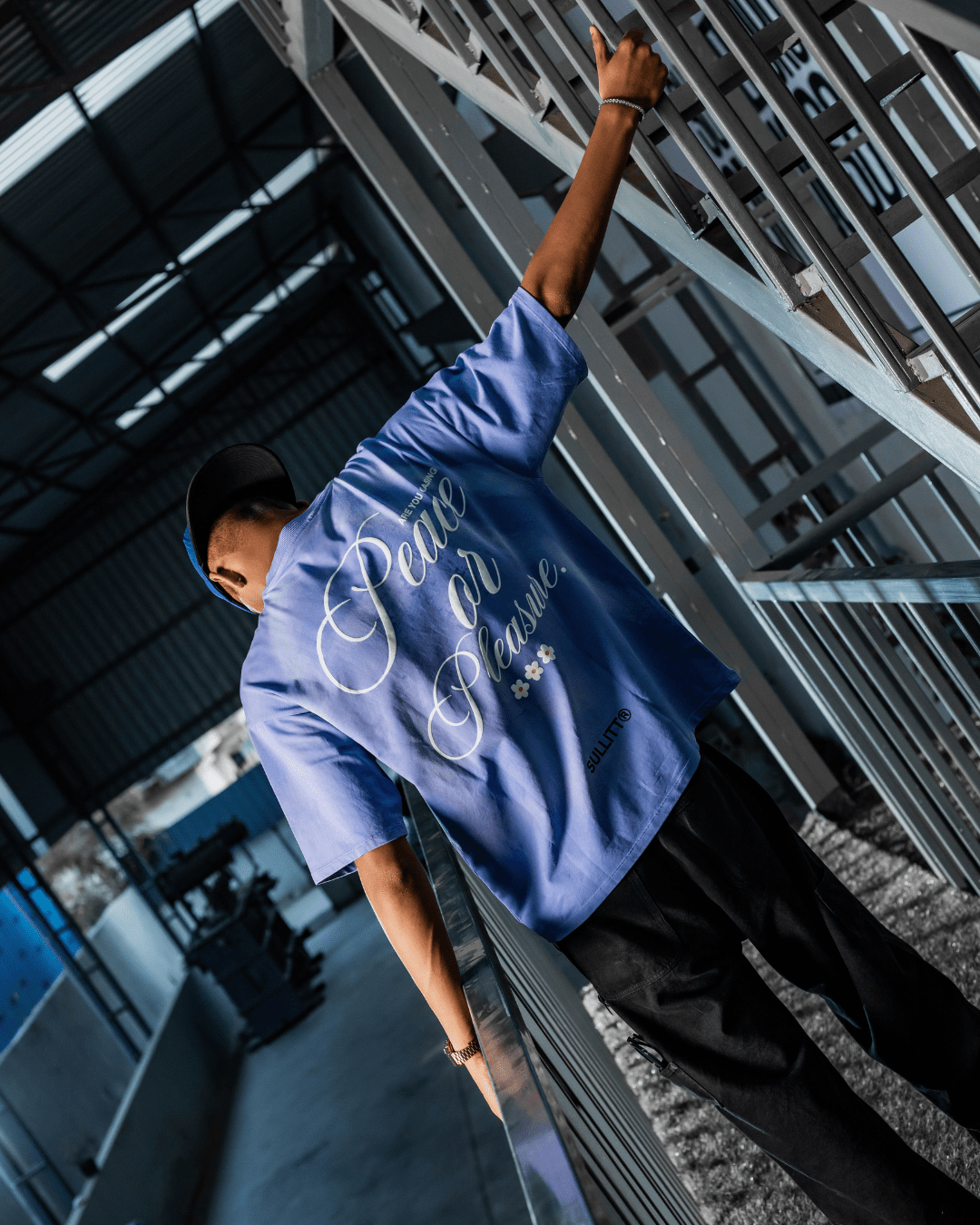 PEACE N PLEASURE BLUE WASH TEE - SULLITT