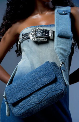Porte Denim Messenger Bag - Fetti
