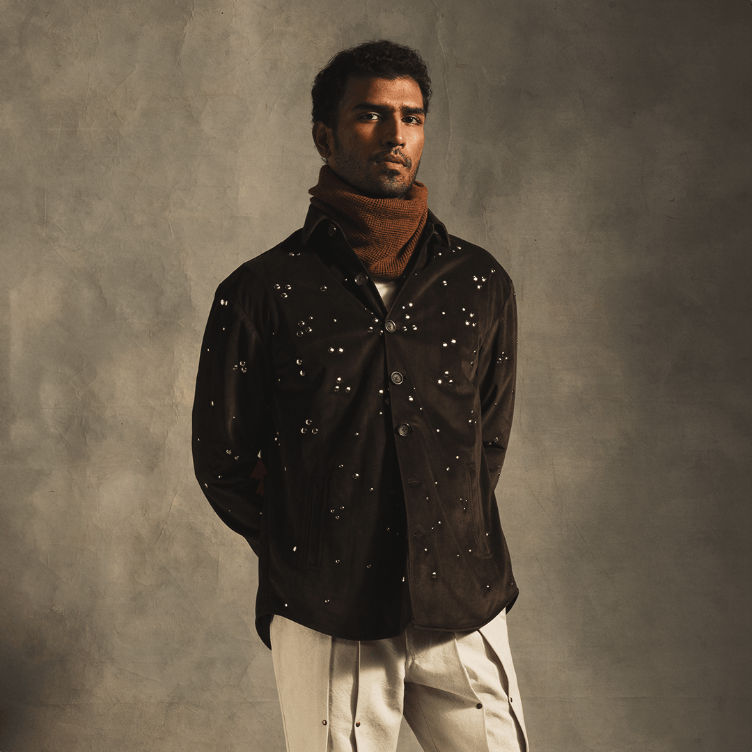 Rivet Rain Overshirt In Brown