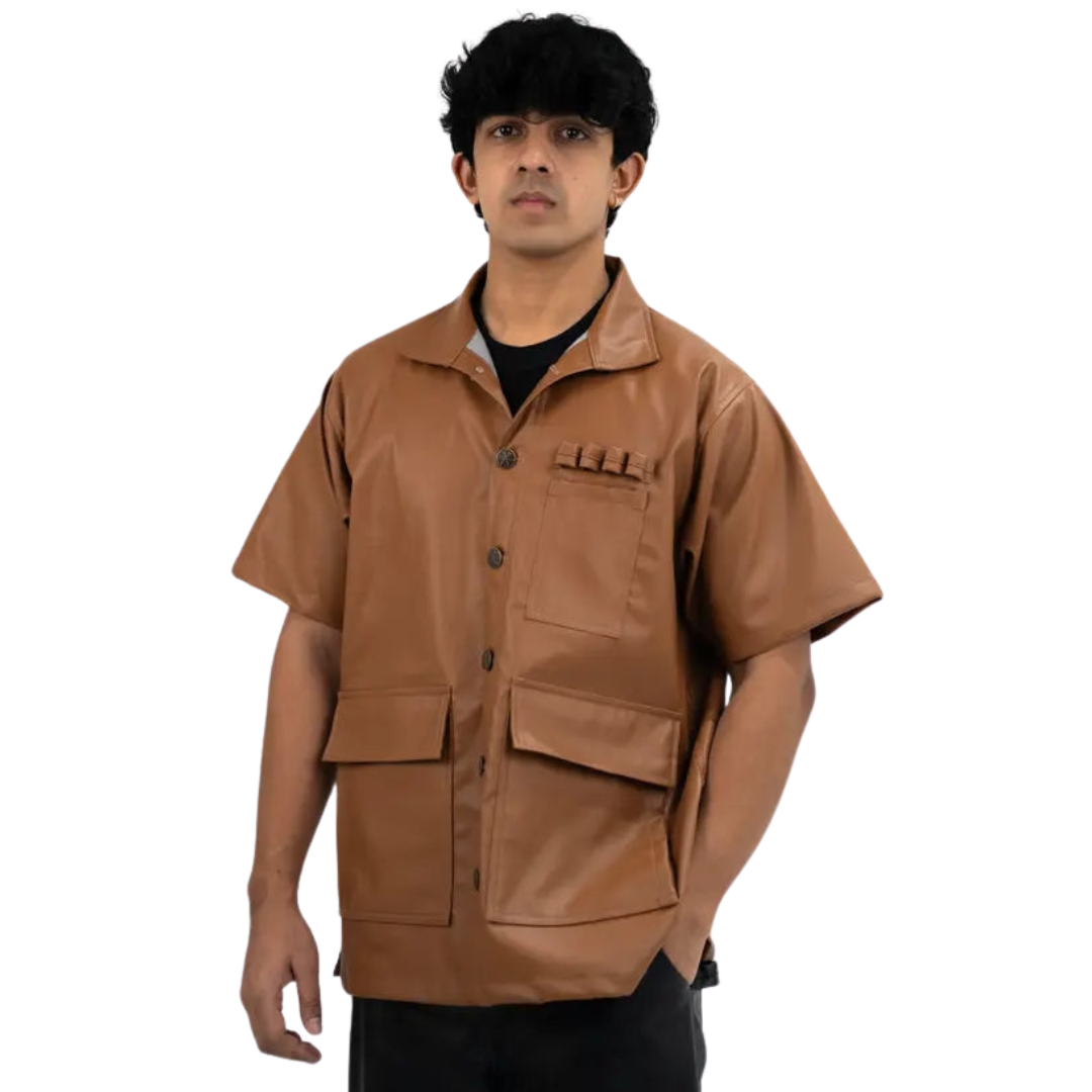 Workwear Brown Leather Shirt