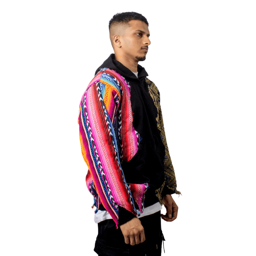 Black Artistic Stiched Hoodie